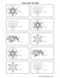 Hanukkah Black and White Gift Tags