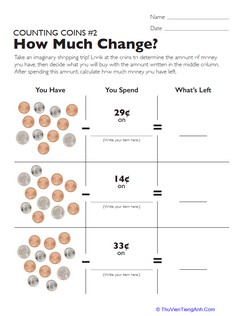 Counting Coins #2: How Much Change?
