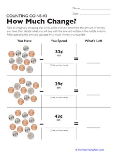 Counting Coins #3: How Much Change?