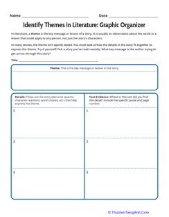 Identify Themes in Literature: Graphic Organizer