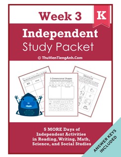 Kindergarten Independent Study Packet – Week 3