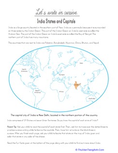 Let’s Write in Cursive: India States and Capitals
