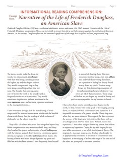 Informational Reading Comprehension: Narrative of the Life of Frederick Douglass