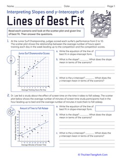 Interpreting Slopes and y-Intercepts of Lines of Best Fit