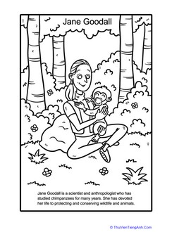 Jane Goodall Coloring Page