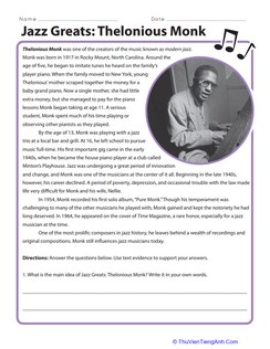 Jazz Greats – Thelonious Monk
