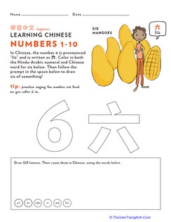 Learn Chinese: Color the Number 6