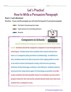 Let’s Practice! How to Write a Persuasive Paragraph