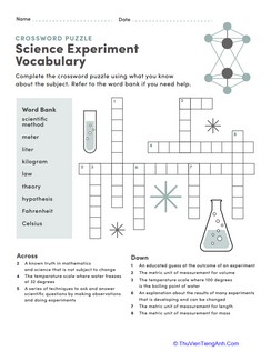 Science Experiment Vocabulary: Crossword