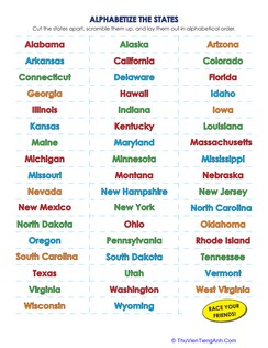 List of the 50 States in Alphabetical Order