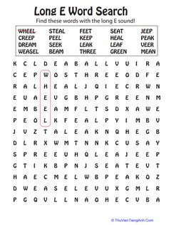 Long “E” Word Search