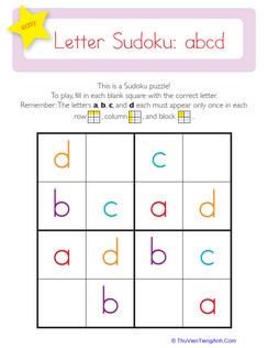Easy Sudoku: Letters a,b,c,d