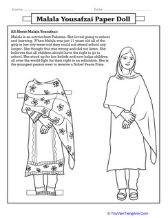 Malala Yousafzai Paper Doll