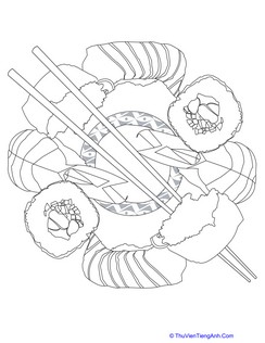 Sushi Coloring Page