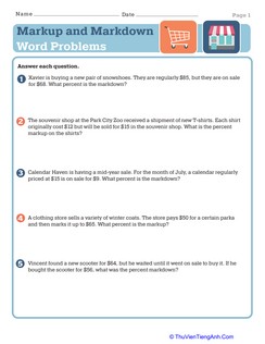 Markup and Markdown Word Problems