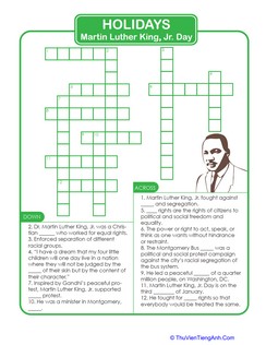 Martin Luther King, Jr. Crossword Puzzle