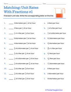 Matching: Unit Rates With Fractions #1