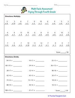 Math Facts Assessment: Flying Through Fourth Grade