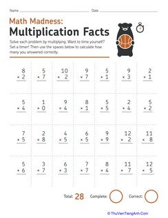 Math Madness: Multiplication Facts