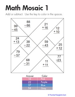 Addition and Subtraction: Math Mosaic 1