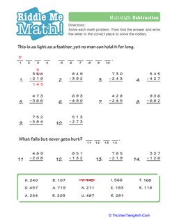 Math Riddles: Subtraction #5