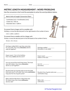 Metric Length Measurement: Word Problems