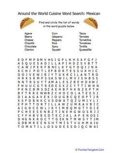 Mexican Food Word Search