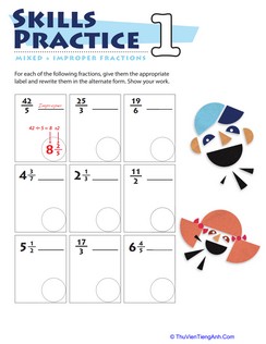 Practice Mixed & Improper Fractions 1