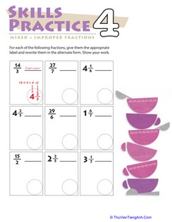 Practice Mixed & Improper Fractions 4