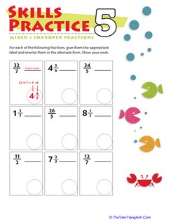 Practice Mixed & Improper Fractions 5
