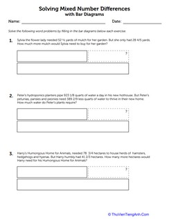 Mixed Number Differences with Bar Diagrams