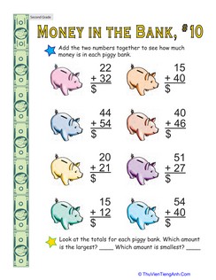 Money in the Bank: Two-Digit Addition #10