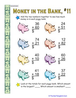 Money in the Bank: Two-Digit Addition #11