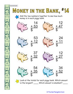 Money in the Bank: Two-Digit Addition #14