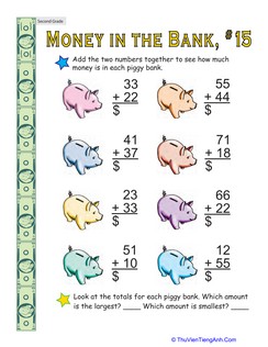 Money in the Bank: Two-Digit Addition #15