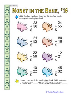 Money in the Bank: Two-Digit Addition #16