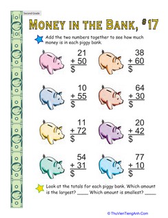 Money in the Bank: Two-Digit Addition #17