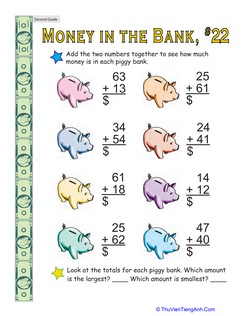 Money in the Bank: Two-Digit Addition #22