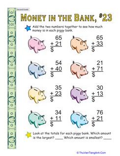 Money in the Bank: Two-Digit Addition #23