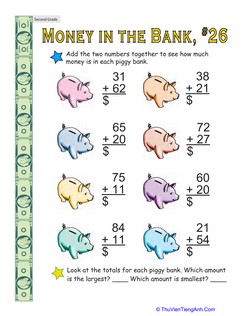 Money in the Bank: Two-Digit Addition #26