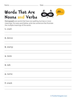 Words That Are Nouns and Verbs