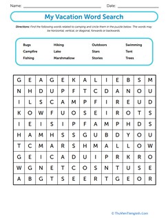 My Vacation: Word Search