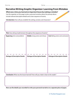 Narrative Writing Graphic Organizer: Learning From Mistakes