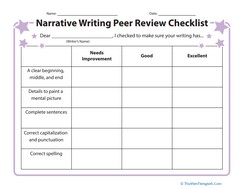 Narrative Writing Peer Review Checklist