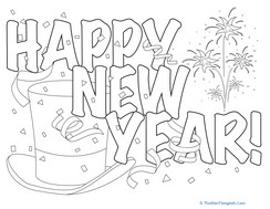 Festive New Year Hat Coloring Page