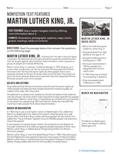 Nonfiction Text Features: Martin Luther King, Jr.