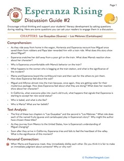 Novel Study: Esperanza Rising: Discussion Guide #2