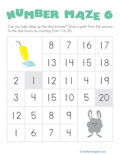 Number Maze: Clean Up the Dust Bunnies!