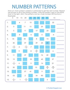 Number Patterns: Add or Subtract