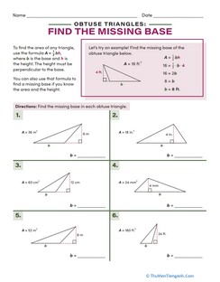 Obtuse Triangles: Find the Missing Base